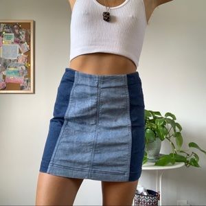 Free People retro color block stretchy denim skirt